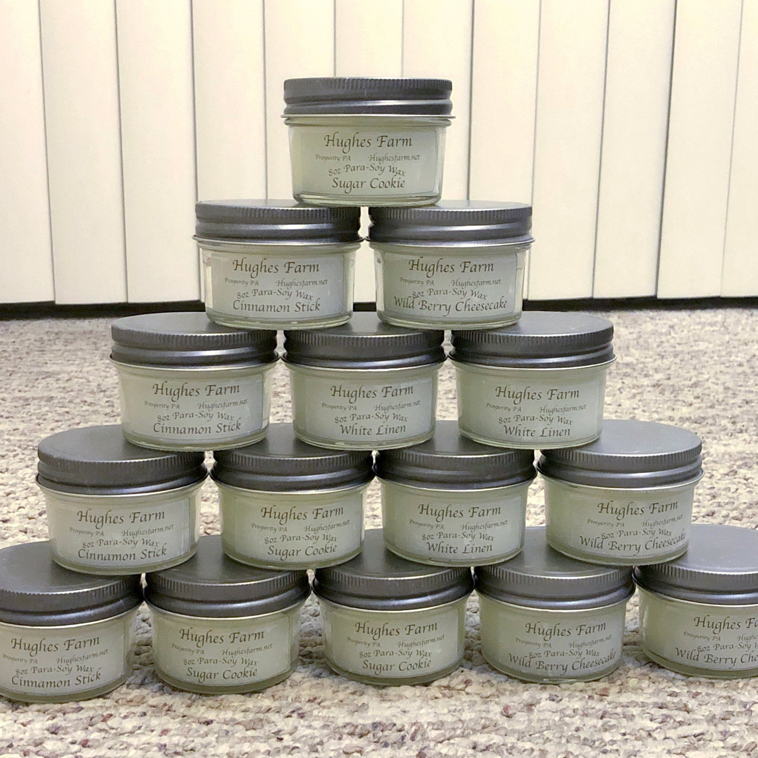 A jar of Hughesfarms 40z candles