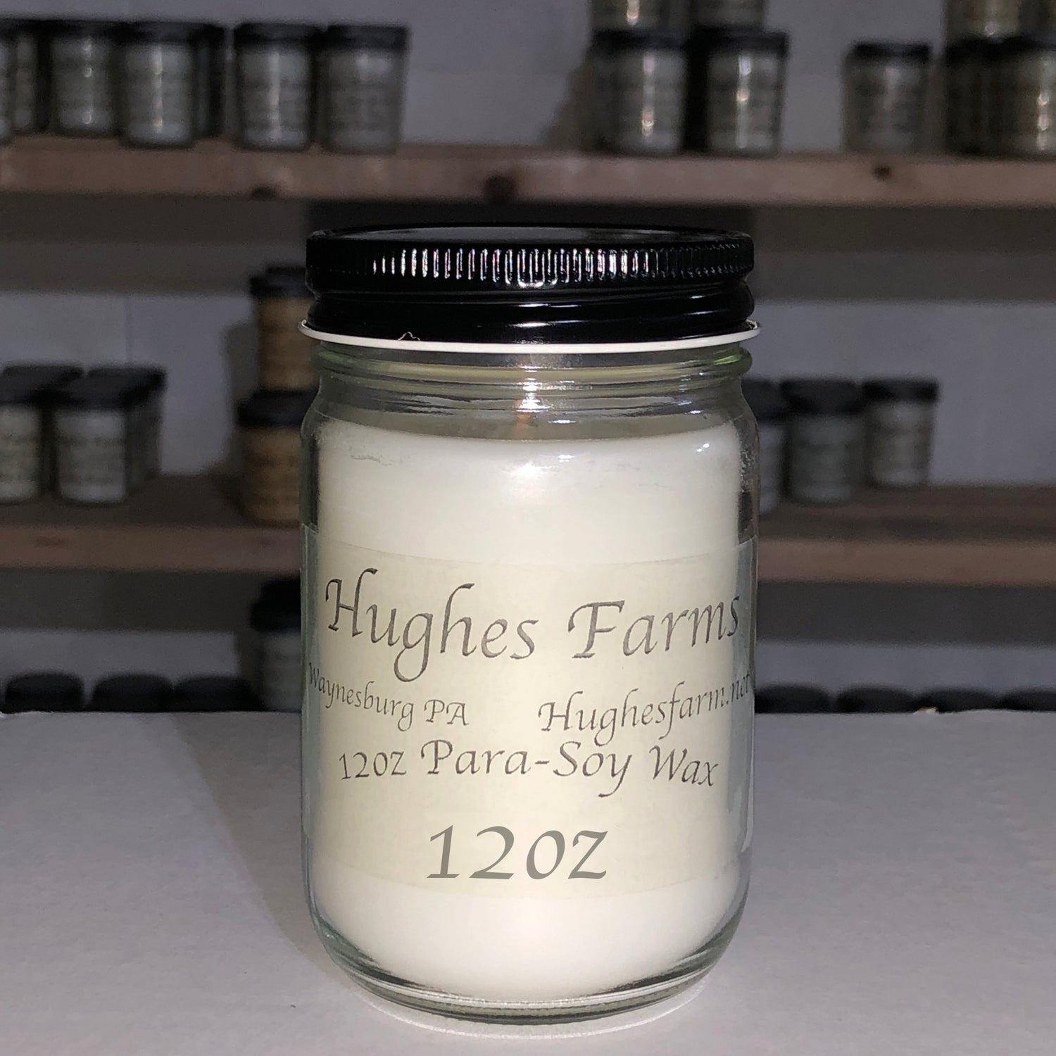 Jar of Hughesfarms 12oz candles